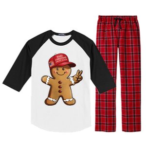 Funny Trump Gingerbread Man Make Christmas Great Again 2024 Raglan Sleeve Pajama Set