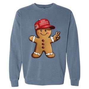 Funny Trump Gingerbread Man Make Christmas Great Again 2024 Garment-Dyed Sweatshirt