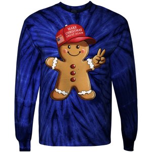 Funny Trump Gingerbread Man Make Christmas Great Again 2024 Tie-Dye Long Sleeve Shirt