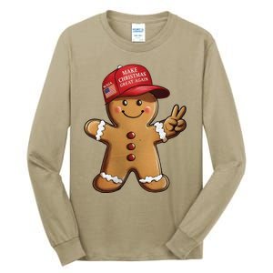 Funny Trump Gingerbread Man Make Christmas Great Again 2024 Tall Long Sleeve T-Shirt