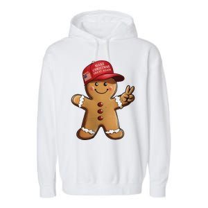 Funny Trump Gingerbread Man Make Christmas Great Again 2024 Garment-Dyed Fleece Hoodie