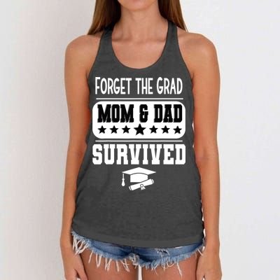 Forget The Grad Mom And Dad Survived Graduation Family Women's Knotted Racerback Tank