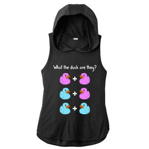 Funny Twin Gender Reveal Gift For Dad Mom Cool What The Duck Ladies PosiCharge Tri-Blend Wicking Draft Hoodie Tank