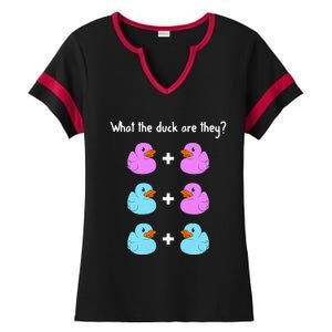 Funny Twin Gender Reveal Gift For Dad Mom Cool What The Duck Ladies Halftime Notch Neck Tee