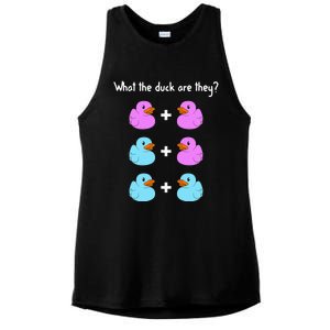 Funny Twin Gender Reveal Gift For Dad Mom Cool What The Duck Ladies PosiCharge Tri-Blend Wicking Tank