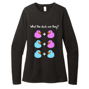 Funny Twin Gender Reveal Gift For Dad Mom Cool What The Duck Womens CVC Long Sleeve Shirt