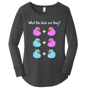 Funny Twin Gender Reveal Gift For Dad Mom Cool What The Duck Women's Perfect Tri Tunic Long Sleeve Shirt