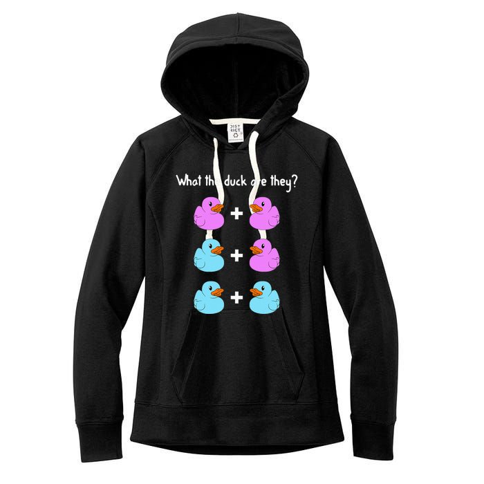 Funny Twin Gender Reveal Gift For Dad Mom Cool What The Duck Women's Fleece Hoodie