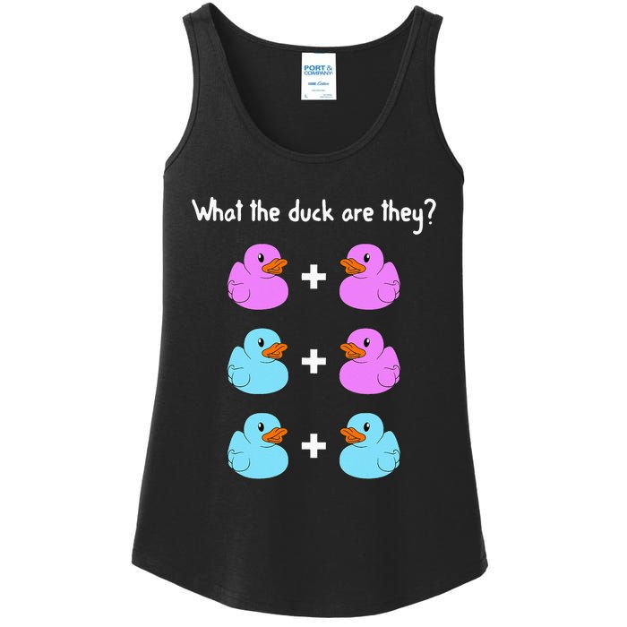 Funny Twin Gender Reveal Gift For Dad Mom Cool What The Duck Ladies Essential Tank