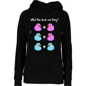 Funny Twin Gender Reveal Gift For Dad Mom Cool What The Duck Womens Funnel Neck Pullover Hood