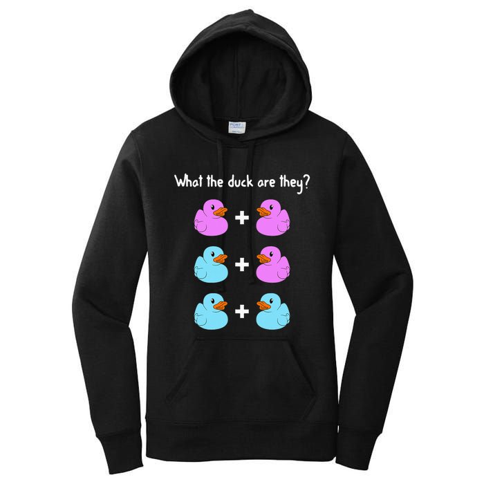 Funny Twin Gender Reveal Gift For Dad Mom Cool What The Duck Women's Pullover Hoodie