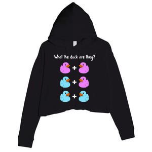 Funny Twin Gender Reveal Gift For Dad Mom Cool What The Duck Crop Fleece Hoodie