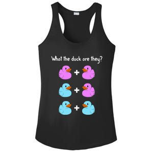 Funny Twin Gender Reveal Gift For Dad Mom Cool What The Duck Ladies PosiCharge Competitor Racerback Tank