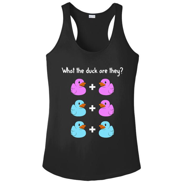 Funny Twin Gender Reveal Gift For Dad Mom Cool What The Duck Ladies PosiCharge Competitor Racerback Tank