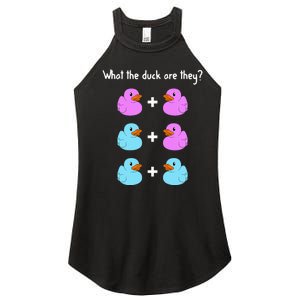 Funny Twin Gender Reveal Gift For Dad Mom Cool What The Duck Women's Perfect Tri Rocker Tank