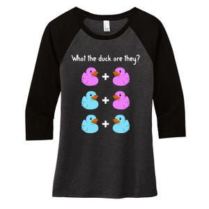 Funny Twin Gender Reveal Gift For Dad Mom Cool What The Duck Women's Tri-Blend 3/4-Sleeve Raglan Shirt