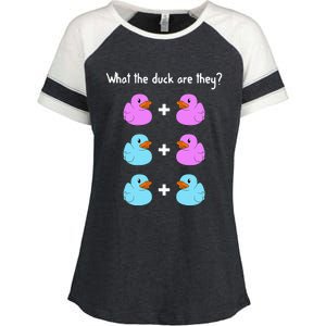 Funny Twin Gender Reveal Gift For Dad Mom Cool What The Duck Enza Ladies Jersey Colorblock Tee