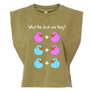 Funny Twin Gender Reveal Gift For Dad Mom Cool What The Duck Garment-Dyed Women's Muscle Tee