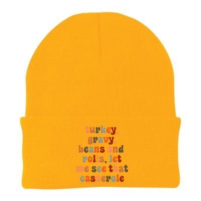 Funny Turkey Gravy Beans And Rolls Let Me See That Casserole Knit Cap Winter Beanie