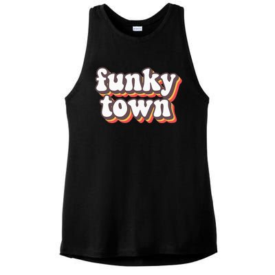 Funky Town Groovy Roller Disco Outfit Vintage 70s Costume Ladies PosiCharge Tri-Blend Wicking Tank