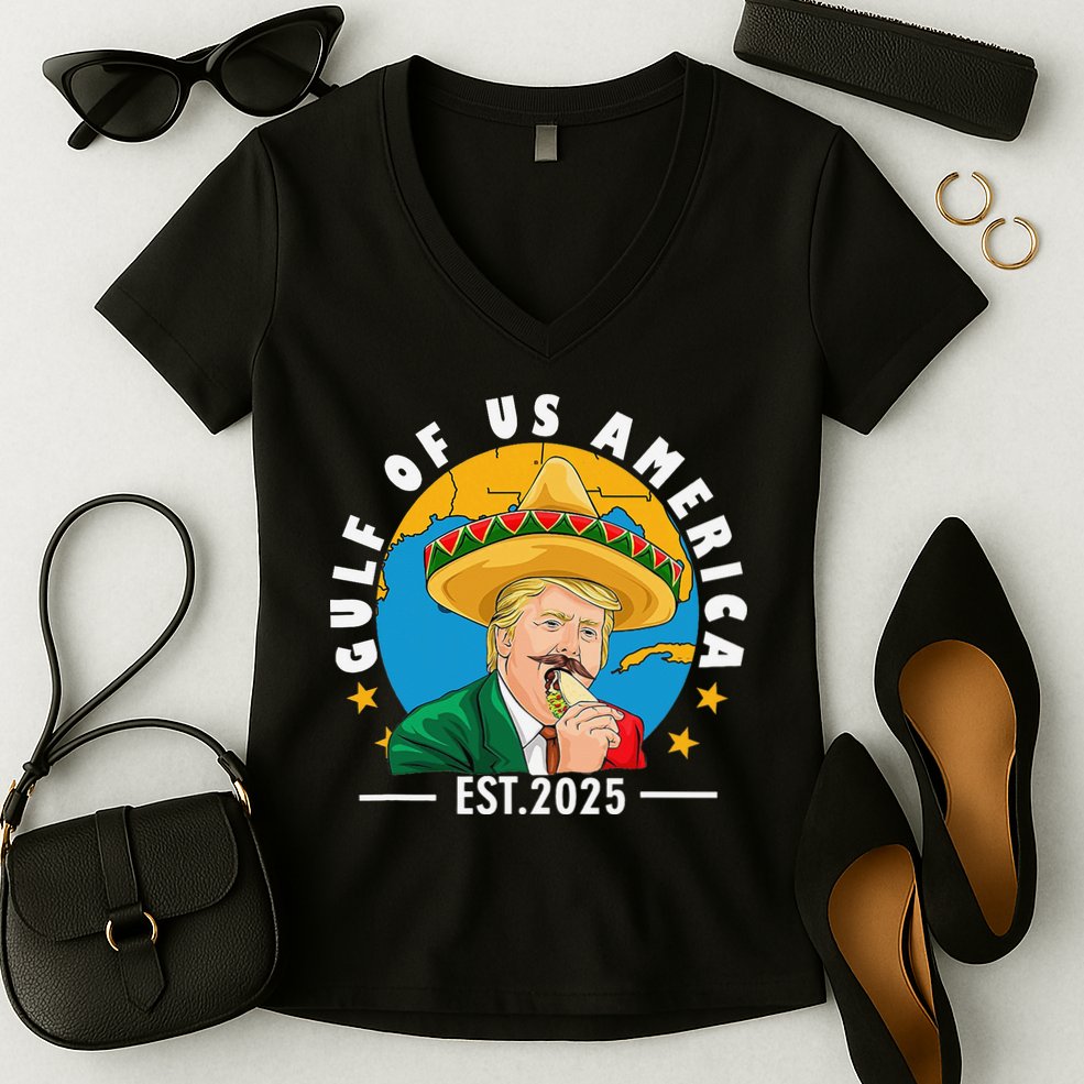 Funny Trump Gulf Of Us America 2025 Trump Merchandise Women's V-Neck T-Shirt