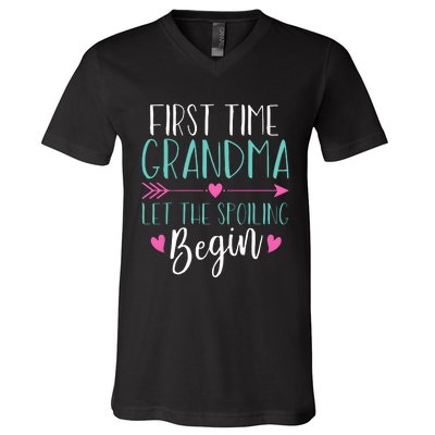 First Time Grandma Let The Spoiling Begin V-Neck T-Shirt