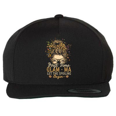 First Time Glam Ma Let The Spoiling Begin Messy Bun Grandma Wool Snapback Cap