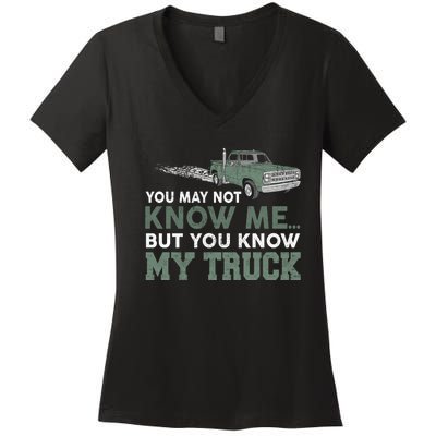 Funny Trucker Gift Do Not Touch My Truck Women's V-Neck T-Shirt