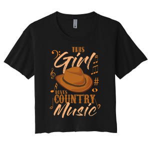 Funny This Girl Loves Country Music Women's Crop Top Tee