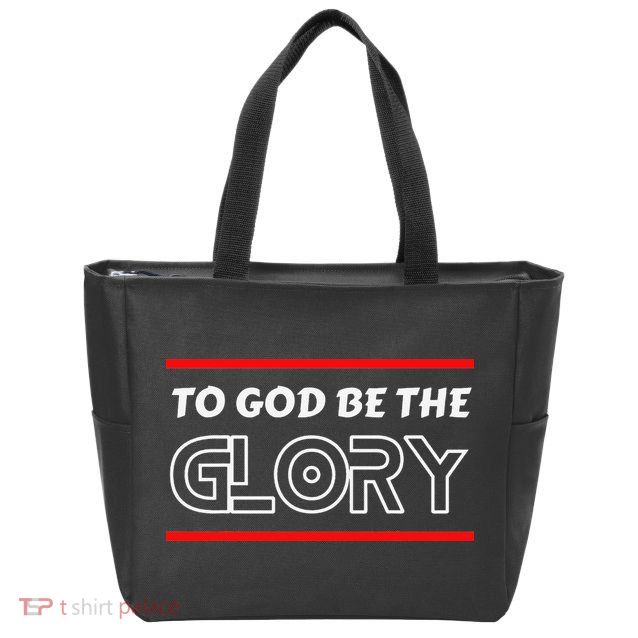 Funny To God Be The Glory - Jesus Christian Typography Zip Tote Bag