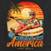 Funny Trump Gulf Of Us America Est 2025  7 Panel Mesh Trucker Snapback Hat