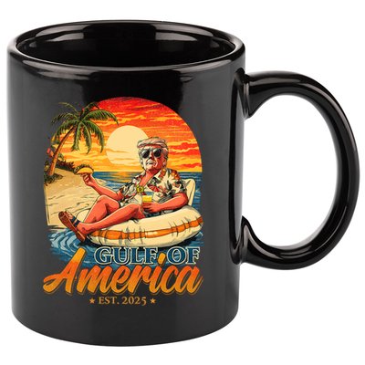 Funny Trump Gulf Of Us America Est 2025  11oz C Handle Ceramic Mug