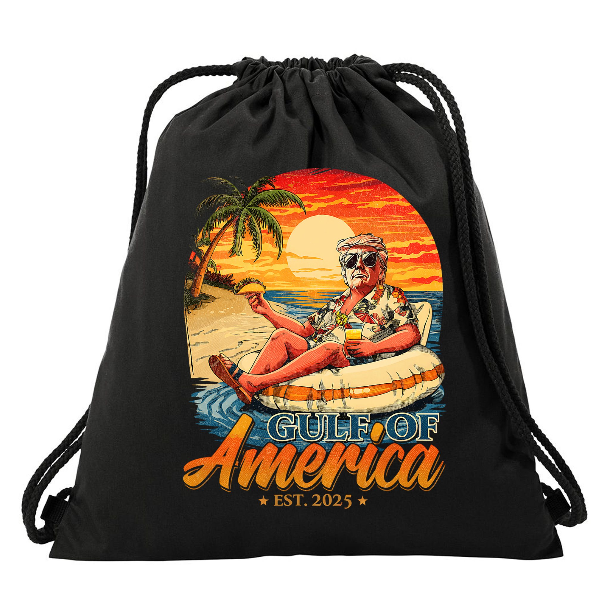 Funny Trump Gulf Of Us America Est 2025  Drawstring Bag