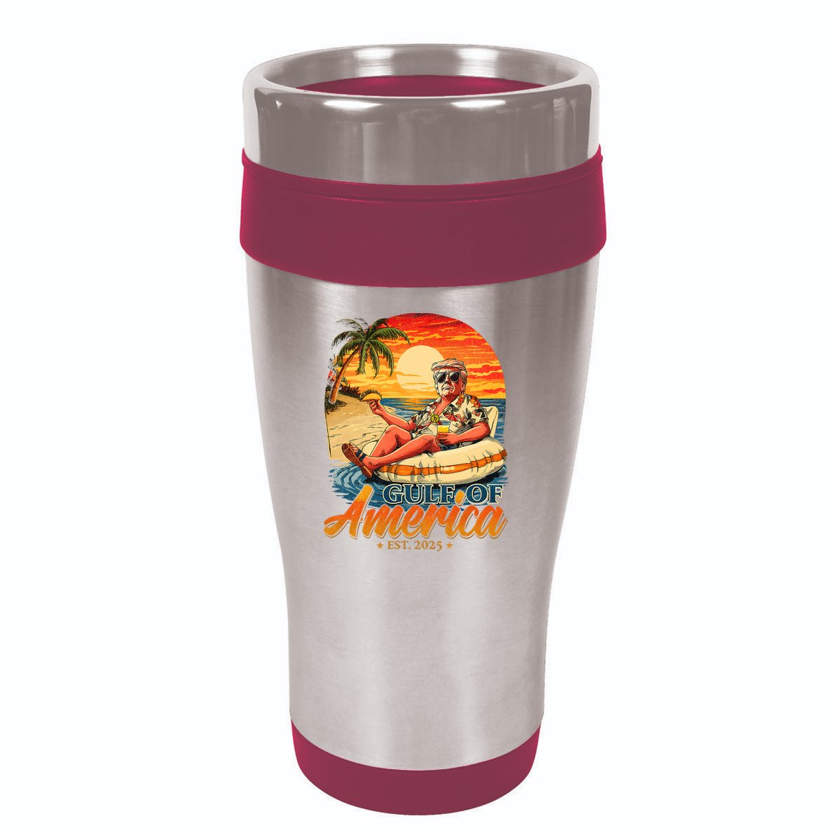 Funny Trump Gulf Of Us America Est 2025  16oz Travel Tumbler