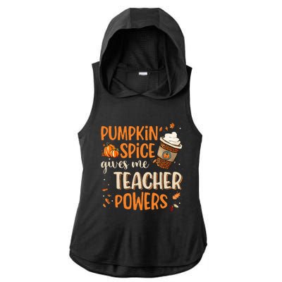 Fall Teacher Gift Unleash Your Superpowers with Pumpkin Spice Ladies PosiCharge Tri-Blend Wicking Draft Hoodie Tank