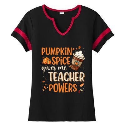 Fall Teacher Gift Unleash Your Superpowers with Pumpkin Spice Ladies Halftime Notch Neck Tee