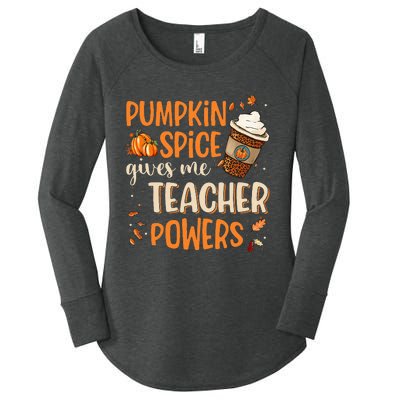 Fall Teacher Gift Unleash Your Superpowers with Pumpkin Spice Women's Perfect Tri Tunic Long Sleeve Shirt