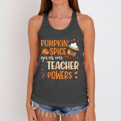 Fall Teacher Gift Unleash Your Superpowers with Pumpkin Spice Women's Knotted Racerback Tank