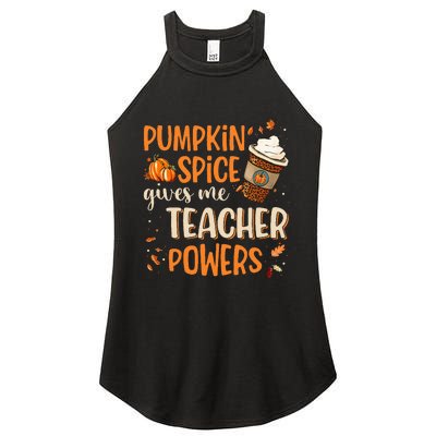 Fall Teacher Gift Unleash Your Superpowers with Pumpkin Spice Women's Perfect Tri Rocker Tank