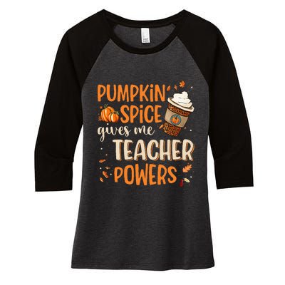 Fall Teacher Gift Unleash Your Superpowers with Pumpkin Spice Women's Tri-Blend 3/4-Sleeve Raglan Shirt