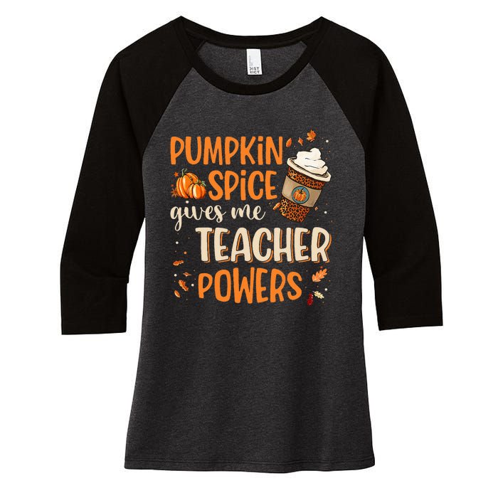 Fall Teacher Gift Unleash Your Superpowers with Pumpkin Spice Women's Tri-Blend 3/4-Sleeve Raglan Shirt