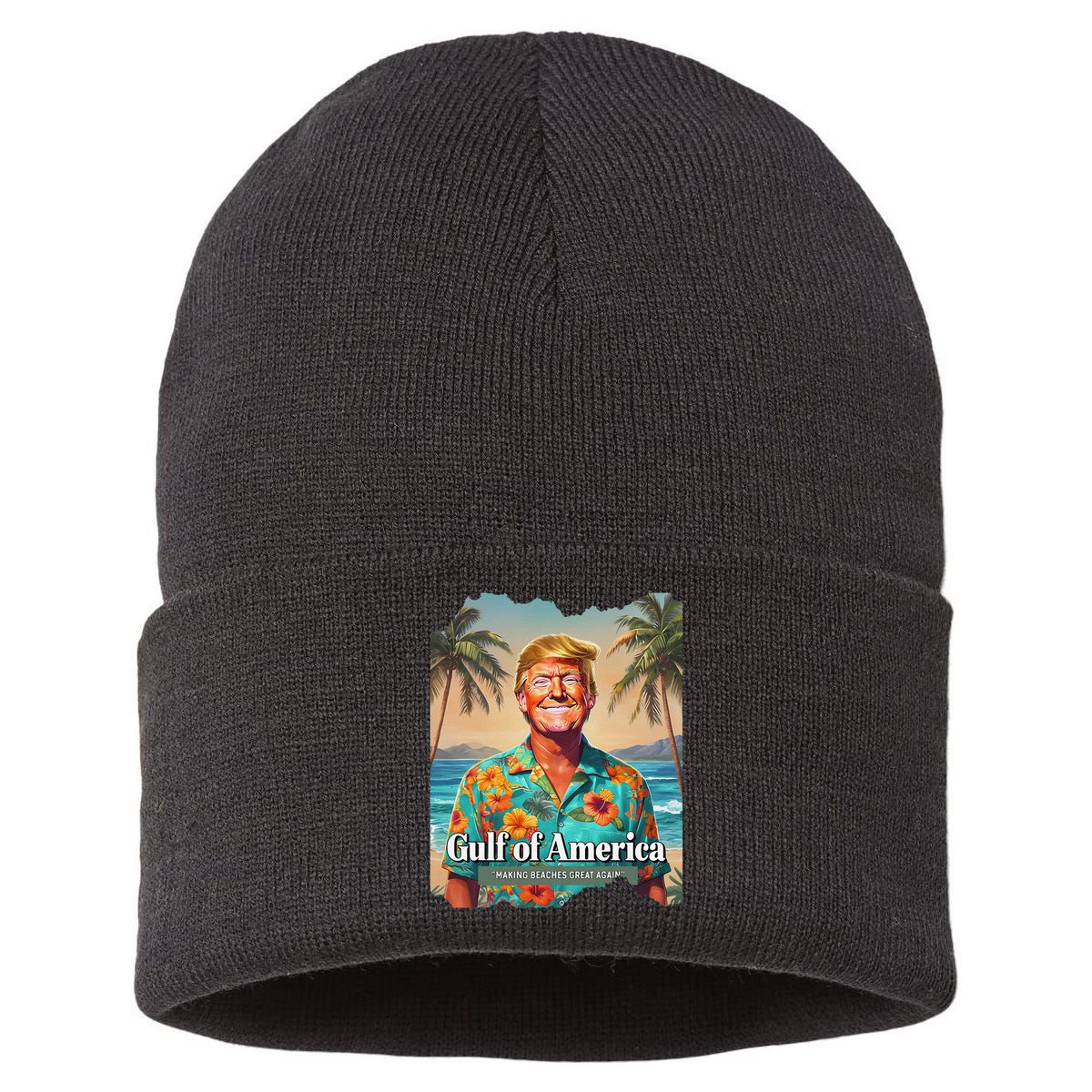 Funny Trump Graphic Gulf Of Us America Trump Merchandise Sustainable Knit Beanie