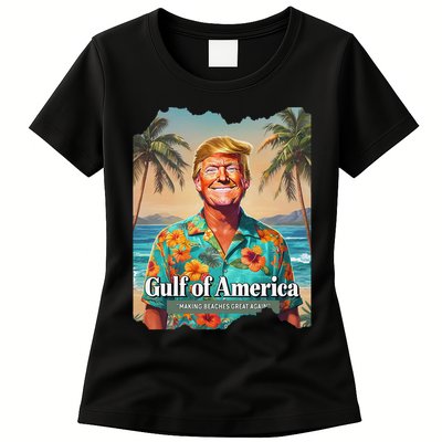 Funny Trump Graphic Gulf Of Us America Trump Merchandise Womens T-Shirt