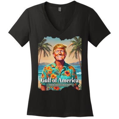 Funny Trump Graphic Gulf Of Us America Trump Merchandise Women's V-Neck T-Shirt
