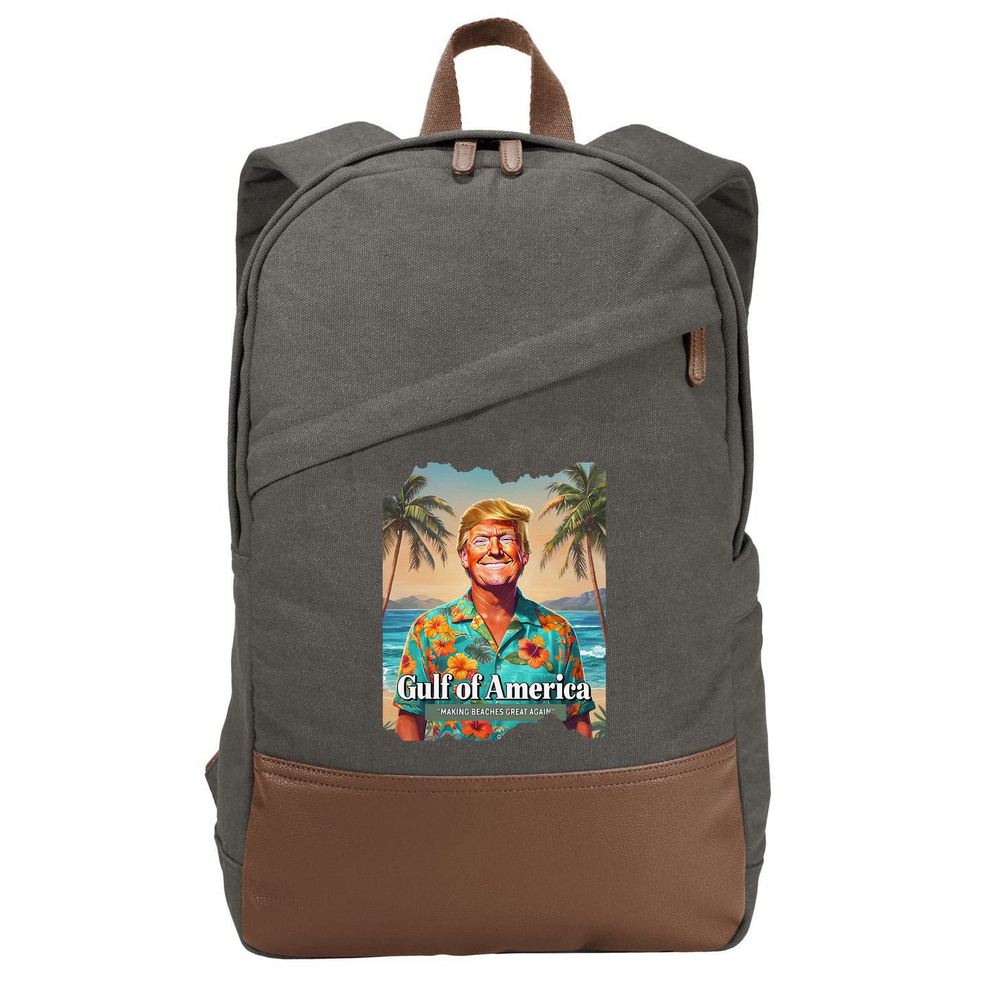 Funny Trump Graphic Gulf Of Us America Trump Merchandise Cotton Canvas Backpack