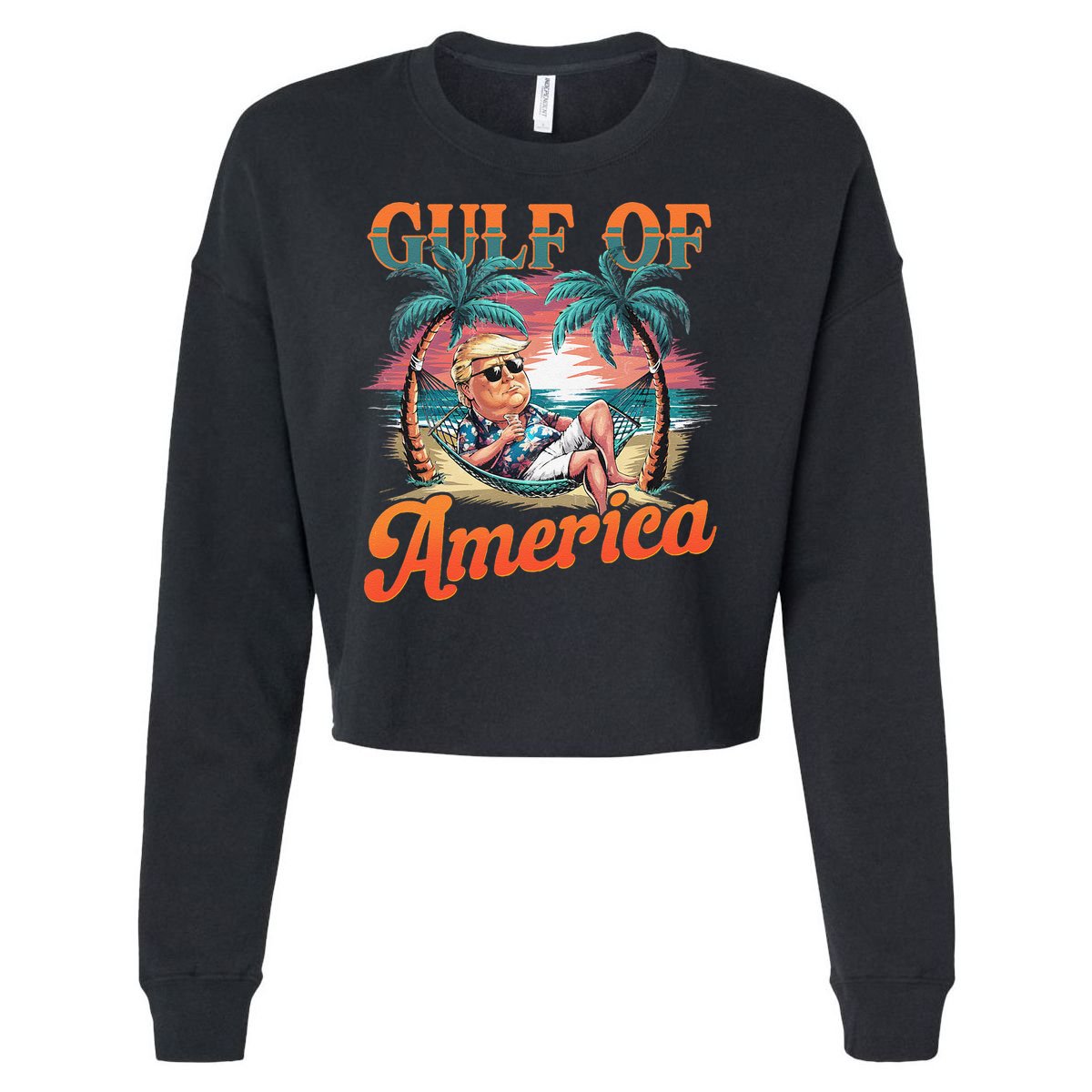 Funny Trump Gulf Of Us America Est 2025 Cropped Pullover Crew