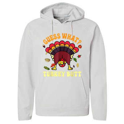 Funny Thanksgiving Guess What Turkey Butt Performance Fleece Hoodie