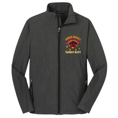 Funny Thanksgiving Guess What Turkey Butt Core Soft Shell Jacket