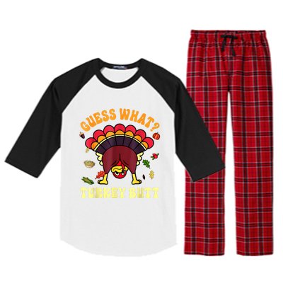 Funny Thanksgiving Guess What Turkey Butt Raglan Sleeve Pajama Set