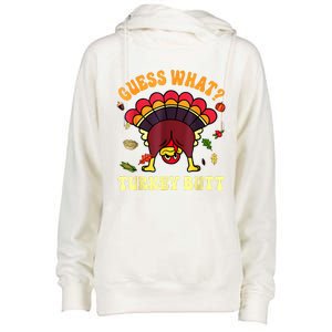 Funny Thanksgiving Guess What Turkey Butt Womens Funnel Neck Pullover Hood